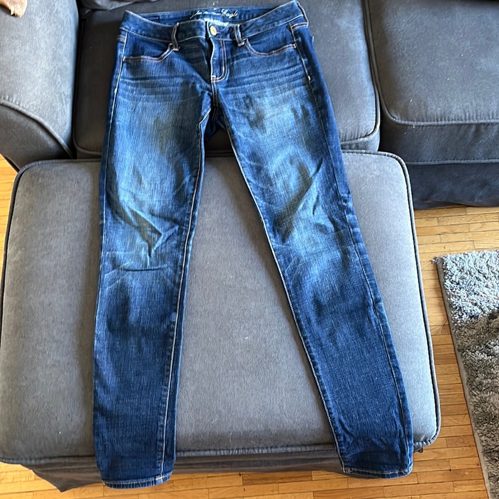 American Eagle Dark Wash Super Stretch Jeggings (Long)